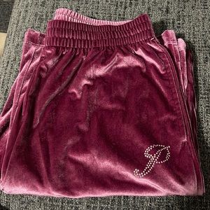 PINK velvet velour wide pants